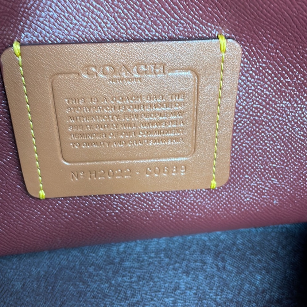 Coach Black Leather Tote with Burgundy Tag and Gold Hardware - Picture 8 of 14